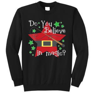 Do You Believe In Magic Santa Claus Wand Stars Vneck Sweatshirt