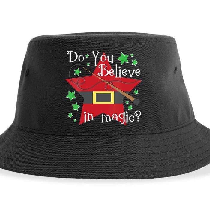 Do You Believe In Magic Santa Claus Wand Stars Vneck Sustainable Bucket Hat