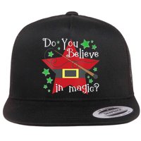 Do You Believe In Magic Santa Claus Wand Stars Vneck Flat Bill Trucker Hat