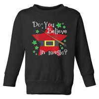 Do You Believe In Magic Santa Claus Wand Stars Vneck Toddler Sweatshirt