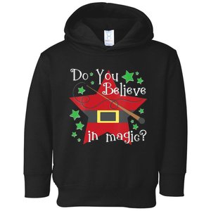 Do You Believe In Magic Santa Claus Wand Stars Vneck Toddler Hoodie