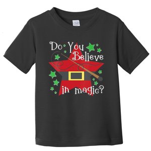 Do You Believe In Magic Santa Claus Wand Stars Vneck Toddler T-Shirt