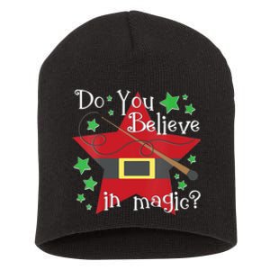 Do You Believe In Magic Santa Claus Wand Stars Vneck Short Acrylic Beanie