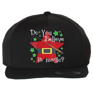 Do You Believe In Magic Santa Claus Wand Stars Vneck Wool Snapback Cap