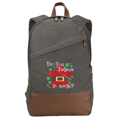 Do You Believe In Magic Santa Claus Wand Stars Vneck Cotton Canvas Backpack