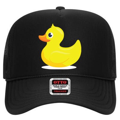 Duck Yelllow Cute Duckie Tee Great For Kids High Crown Mesh Back Trucker Hat