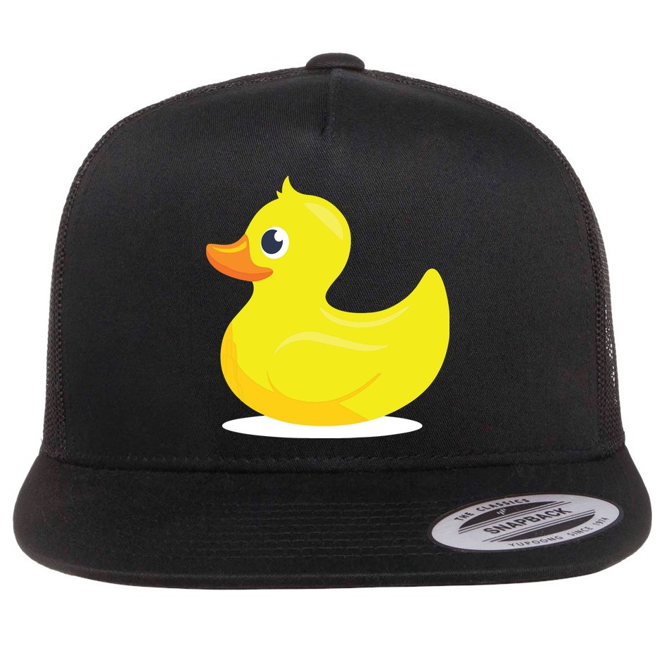 Duck Yelllow Cute Duckie Tee Great For Kids Flat Bill Trucker Hat