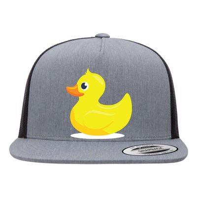 Duck Yelllow Cute Duckie Tee Great For Kids Flat Bill Trucker Hat