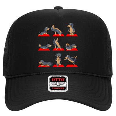 Dachshund Yoga High Crown Mesh Back Trucker Hat