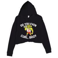 Do You Even Curl Bro? Funny Curling Gift Crop Fleece Hoodie