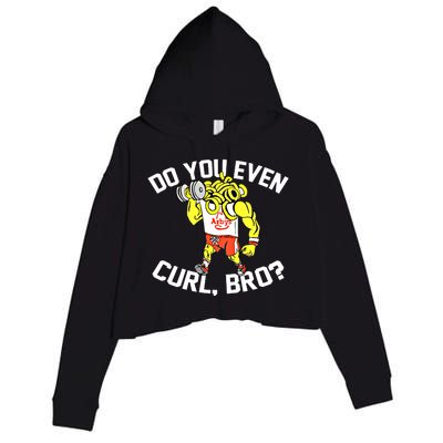 Do You Even Curl Bro? Funny Curling Gift Crop Fleece Hoodie