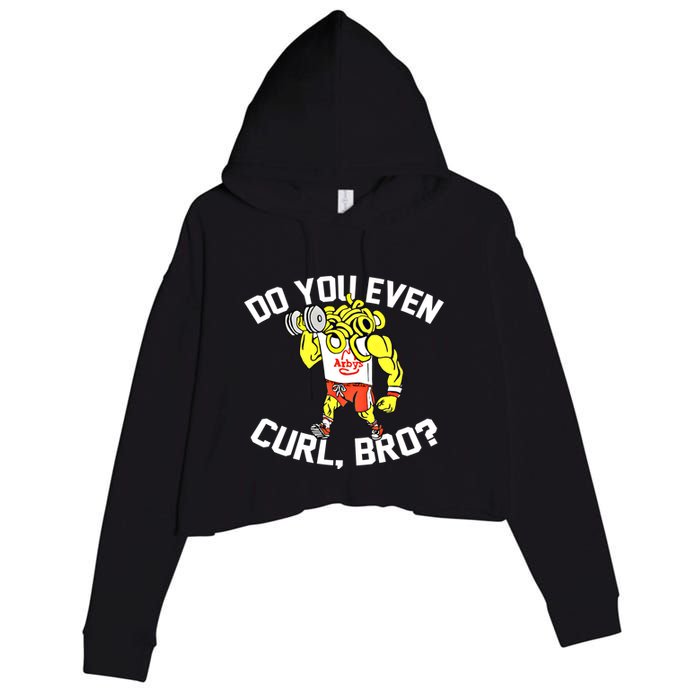 Do You Even Curl Bro? Funny Curling Gift Crop Fleece Hoodie
