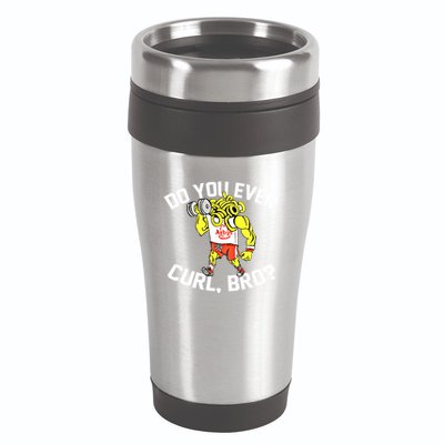 Do You Even Curl Bro? Funny Curling Gift 16oz Travel Tumbler