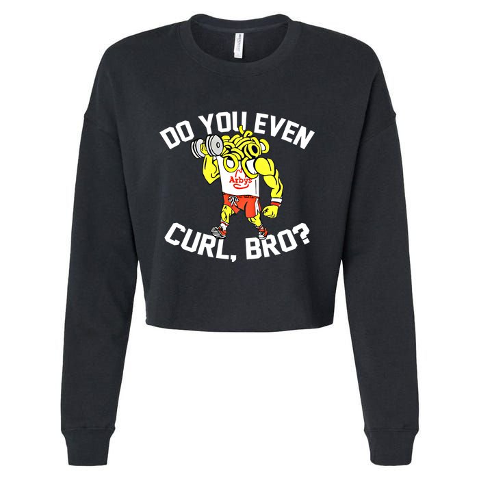 Do You Even Curl Bro? Funny Curling Gift Cropped Pullover Crew