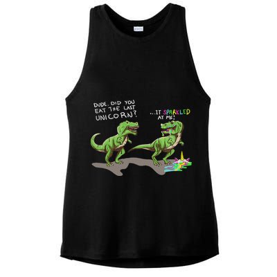 Did You Eat The Last Unicorn It Sparkled At Me! Dinosaur Ladies PosiCharge Tri-Blend Wicking Tank