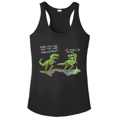 Did You Eat The Last Unicorn It Sparkled At Me! Dinosaur Ladies PosiCharge Competitor Racerback Tank