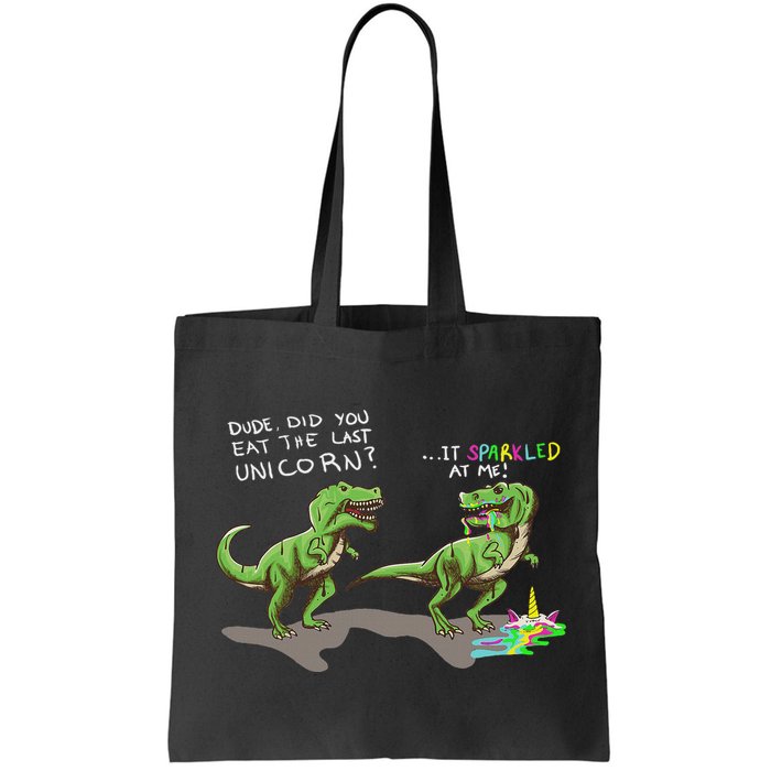 Did You Eat The Last Unicorn It Sparkled At Me! Dinosaur Bag