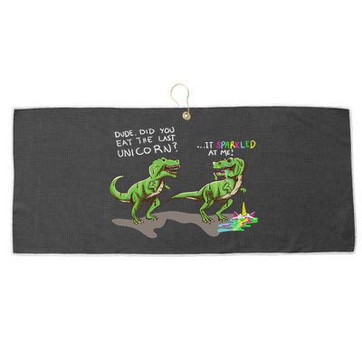 Did You Eat The Last Unicorn It Sparkled At Me! Dinosaur Large Microfiber Waffle Golf Towel