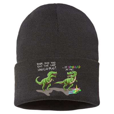 Did You Eat The Last Unicorn It Sparkled At Me! Dinosaur Sustainable Knit Beanie