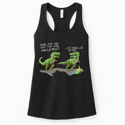 Did You Eat The Last Unicorn It Sparkled At Me! Dinosaur Womens Tank Top