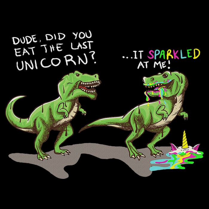 Did You Eat The Last Unicorn It Sparkled At Me! Dinosaur Cropped Pullover Crew