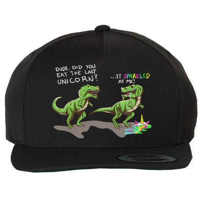 Did You Eat The Last Unicorn It Sparkled At Me! Dinosaur Wool Snapback Cap