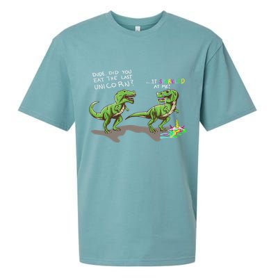 Did You Eat The Last Unicorn It Sparkled At Me! Dinosaur Sueded Cloud Jersey T-Shirt