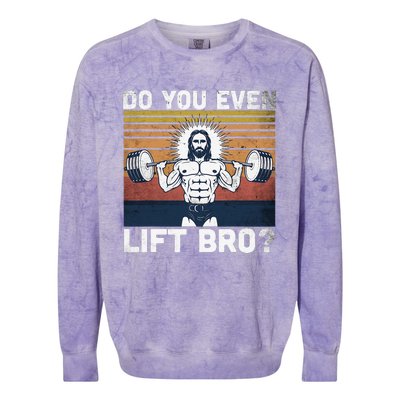 Do You Even Lift Bro Jesus Gym Shoes Colorblast Crewneck Sweatshirt