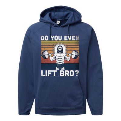 Do You Even Lift Bro Jesus Gym Shoes Performance Fleece Hoodie