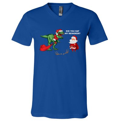 Did You Eat My Reindeer Dinosaur Cool Gift Funny Christmas Xmas Cool Gift V-Neck T-Shirt