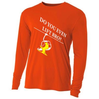 Do You Even Lift Bro Skier Ski Lover Gift Cooling Performance Long Sleeve Crew