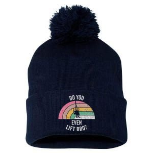 Do You Even Lift Bro Rainbow Retro Style Pom Pom 12in Knit Beanie