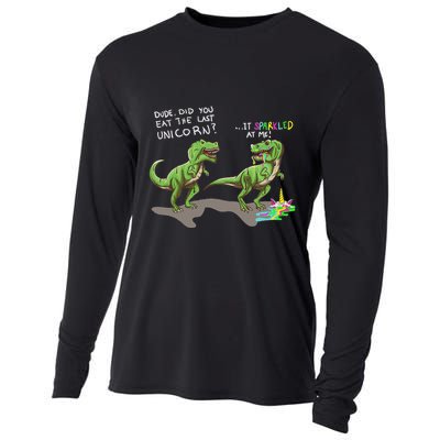 Did You Eat The Last Unicorn It Sparkled At Me! Dinosaur Cooling Performance Long Sleeve Crew