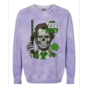 Do You Feel Lucky Punk Funny St Patricks Day Colorblast Crewneck Sweatshirt