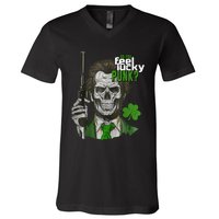 Do You Feel Lucky Punk Funny St Patricks Day V-Neck T-Shirt