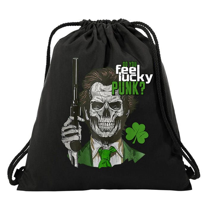 Do You Feel Lucky Punk Funny St Patricks Day Drawstring Bag