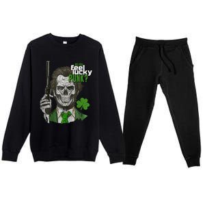 Do You Feel Lucky Punk Funny St Patricks Day Premium Crewneck Sweatsuit Set