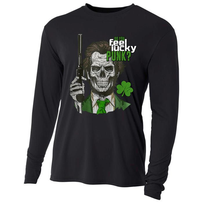 Do You Feel Lucky Punk Funny St Patricks Day Cooling Performance Long Sleeve Crew