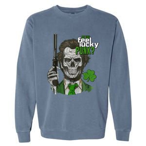 Do You Feel Lucky Punk Funny St Patricks Day Garment-Dyed Sweatshirt