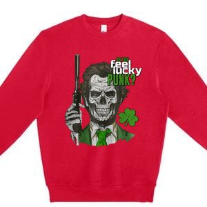 Do You Feel Lucky Punk Funny St Patricks Day Premium Crewneck Sweatshirt