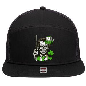 Do You Feel Lucky Punk Funny St Patricks Day 7 Panel Mesh Trucker Snapback Hat