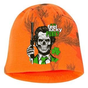 Do You Feel Lucky Punk Funny St Patricks Day Kati - Camo Knit Beanie