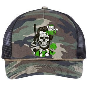 Do You Feel Lucky Punk Funny St Patricks Day Retro Rope Trucker Hat Cap