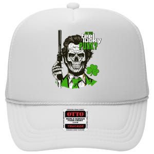 Do You Feel Lucky Punk Funny St Patricks Day High Crown Mesh Back Trucker Hat