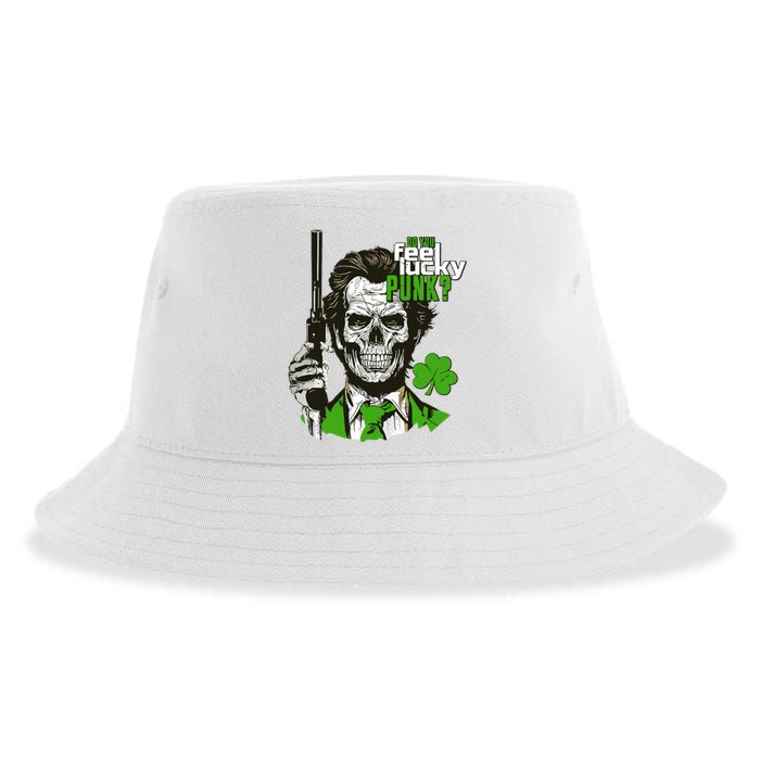 Do You Feel Lucky Punk Funny St Patricks Day Sustainable Bucket Hat