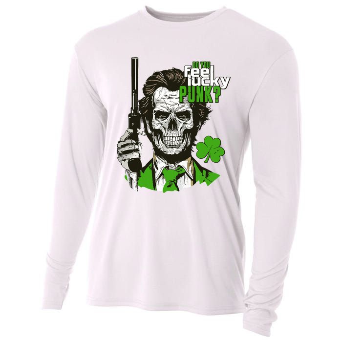 Do You Feel Lucky Punk Funny St Patricks Day Cooling Performance Long Sleeve Crew