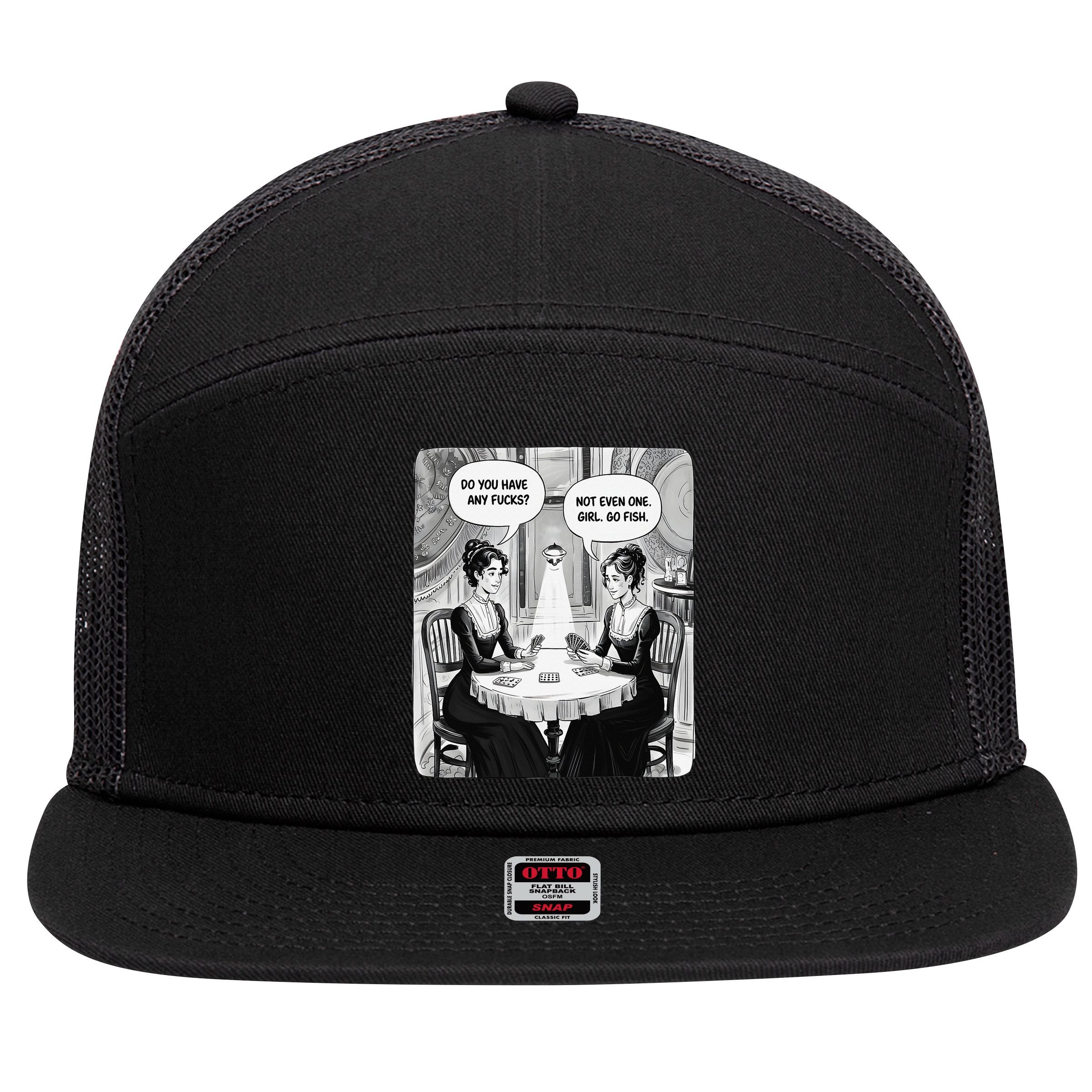Do You Have Any Fucks Go Fish Girl Funny Women Playing 7 Panel Mesh Trucker Snapback Hat