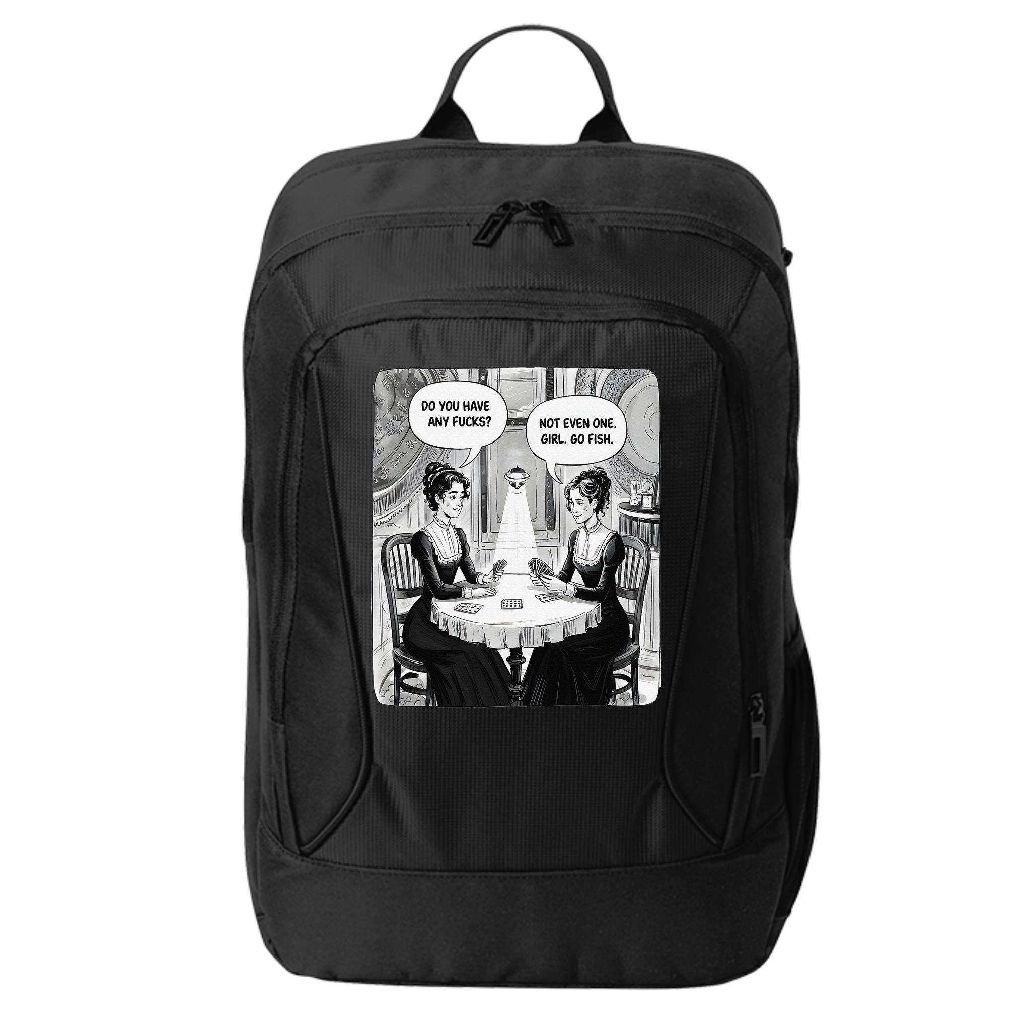 Do You Have Any Fucks Go Fish Girl Funny Women Playing City Backpack