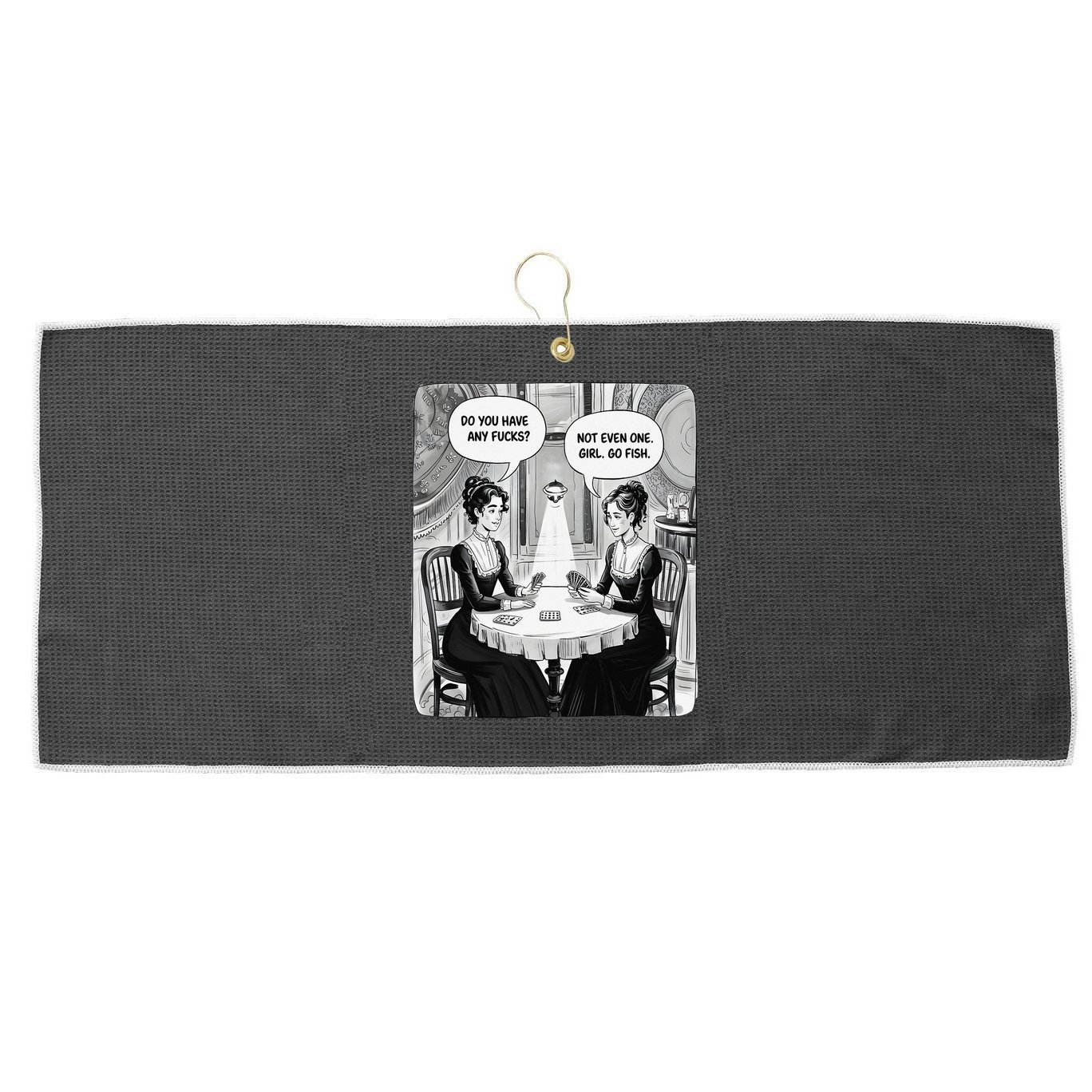Do You Have Any Fucks Go Fish Girl Funny Women Playing Large Microfiber Waffle Golf Towel