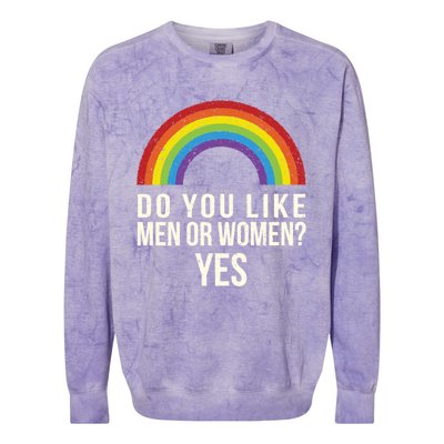 Do You Like Or Yes Lgbtq Bisexual Pride Gift Colorblast Crewneck Sweatshirt